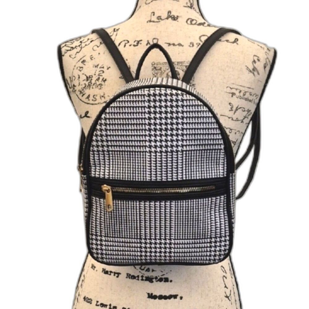Icing Backpack Mini Stylish Houndstooth Black And… - image 1